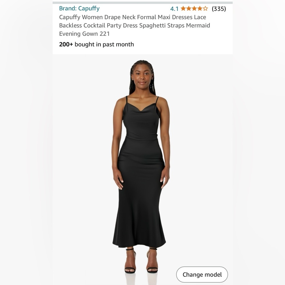 New! Capuffy Drape Neck Formal Dress Lace Backless Dress Mermaid